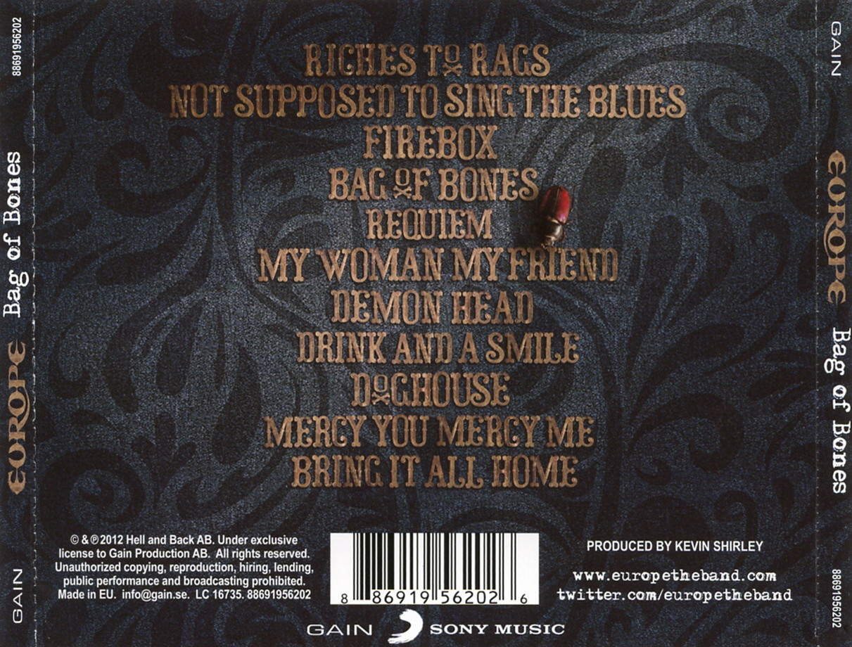 Europe  Bag Of Bones : Back EU